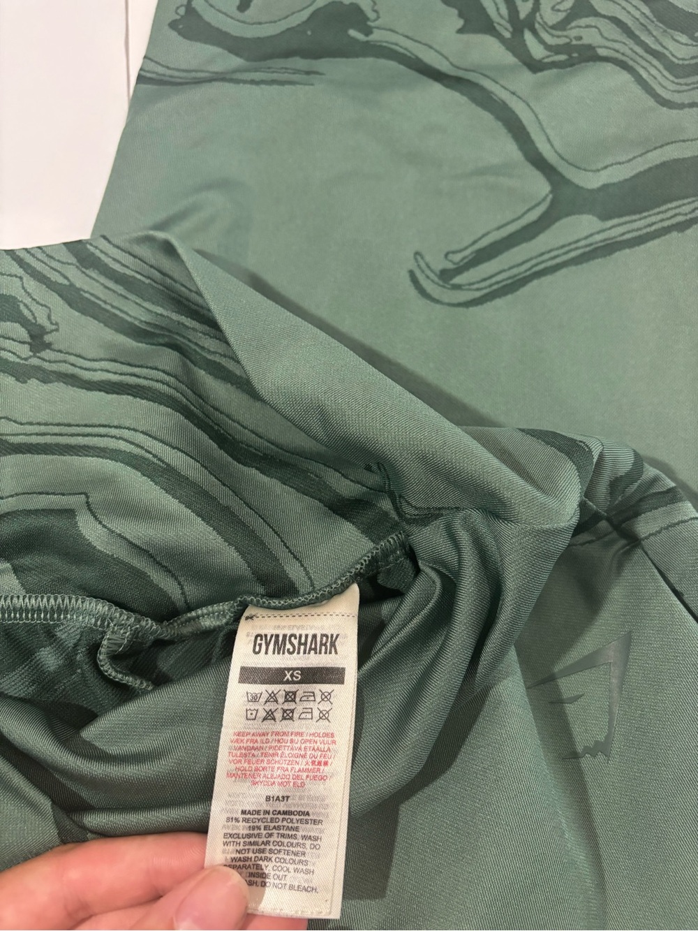 Gymshark Sage Green Marble Leggings - Picture 3 of 3